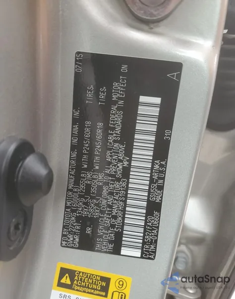 2015 Toyota Highlander Le from USA, damaged, VIN 5TDBKRFH9FS191363